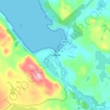 Poolewe topographic map, elevation, terrain