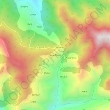 Nona Thach topographic map, elevation, terrain