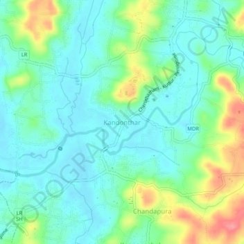 Kandonthar topographic map, elevation, terrain