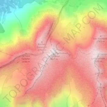 Le Taillefer topographic map, elevation, terrain