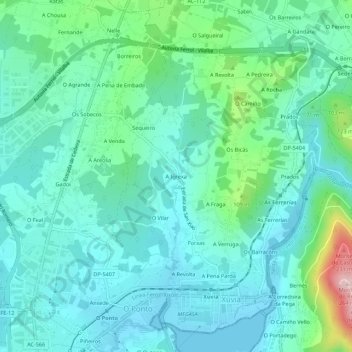 A Igrexa topographic map, elevation, terrain