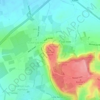 Ham Hill topographic map, elevation, terrain