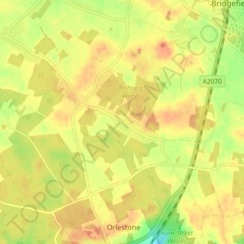 Bromley Green topographic map, elevation, terrain