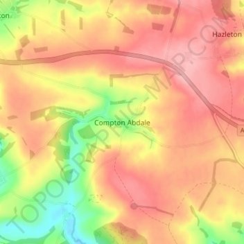 Compton Abdale topographic map, elevation, terrain