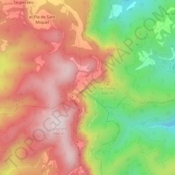 Cingles de Bertí topographic map, elevation, terrain