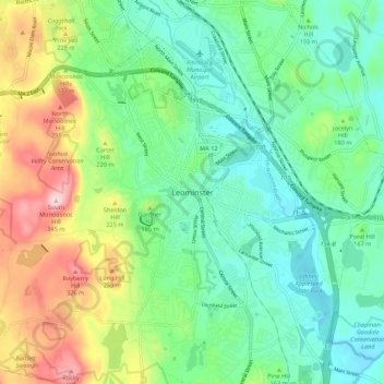 Leominster topographic map, elevation, terrain