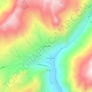 Chalets de Raja topographic map, elevation, terrain