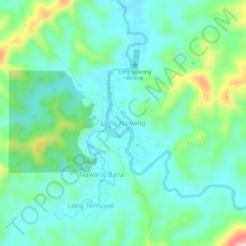 Long Nawang topographic map, elevation, terrain