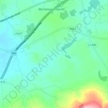 Mitchelstown topographic map, elevation, terrain