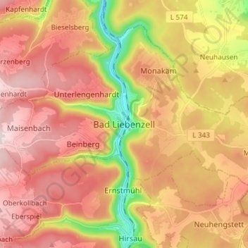 Bad Liebenzell topographic map, elevation, terrain