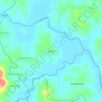 Uduse topographic map, elevation, terrain