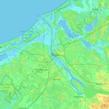 Riga topographic map, elevation, terrain
