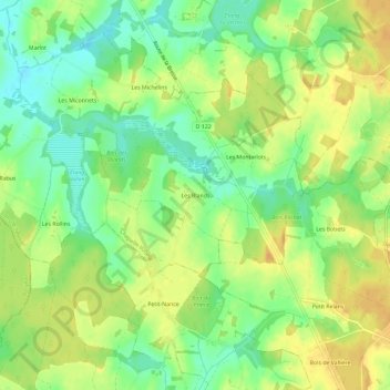 Les Blands topographic map, elevation, terrain