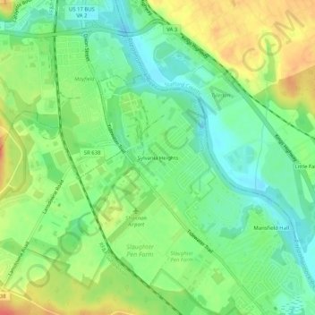 Sylvania Heights topographic map, elevation, terrain