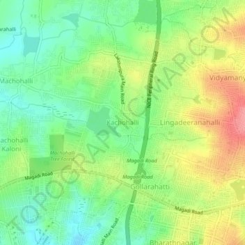 Kachohalli topographic map, elevation, terrain