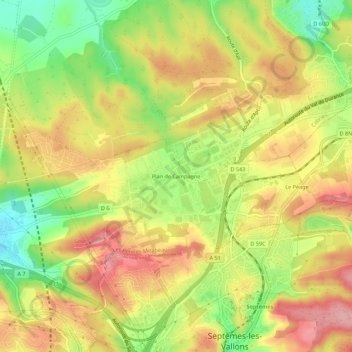 Plan de Campagne topographic map, elevation, terrain