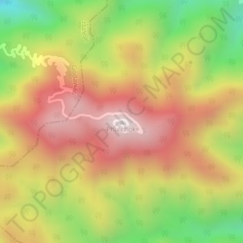 Phulchoki topographic map, elevation, terrain