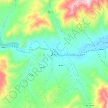 Siyahgird topographic map, elevation, terrain