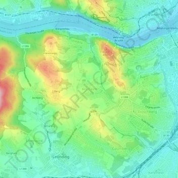 Holzheim topographic map, elevation, terrain