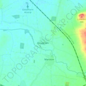 Hougham topographic map, elevation, terrain