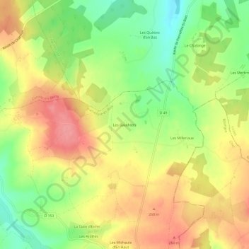 Les Gauthiers topographic map, elevation, terrain