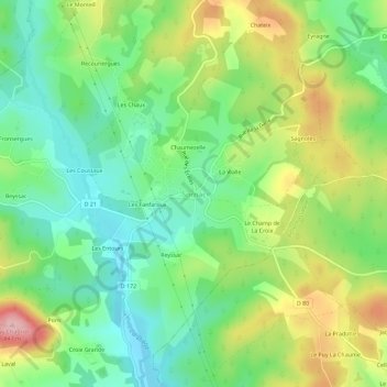 Sornac topographic map, elevation, terrain