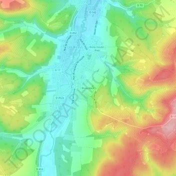 Ricey-Haut topographic map, elevation, terrain