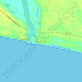 Manakudy topographic map, elevation, terrain