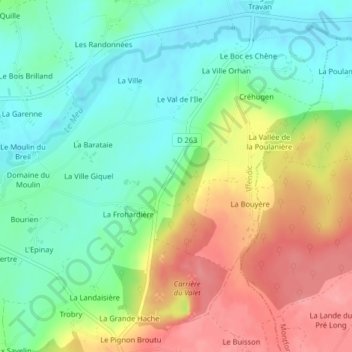 Champ du Milieu topographic map, elevation, terrain