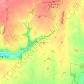 Cherington topographic map, elevation, terrain