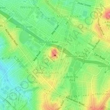 Mount Roskill topographic map, elevation, terrain