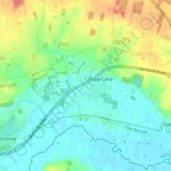 Ellingham topographic map, elevation, terrain