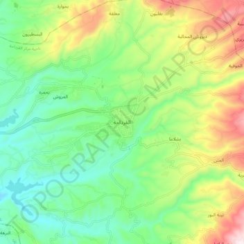 Al-Qardaha topographic map, elevation, terrain