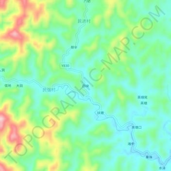 Sikuai topographic map, elevation, terrain