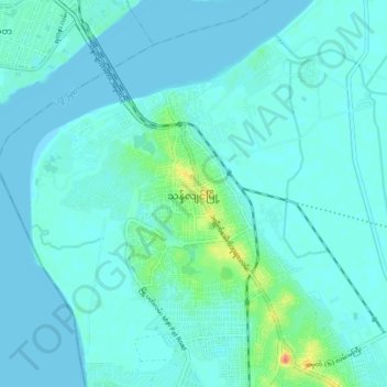 Thanlyin topographic map, elevation, terrain