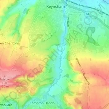 Chewton Keynsham topographic map, elevation, terrain