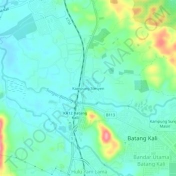 Kampung Stesyen topographic map, elevation, terrain