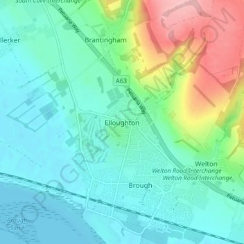 Elloughton topographic map, elevation, terrain