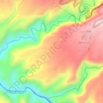 Valley topographic map, elevation, terrain