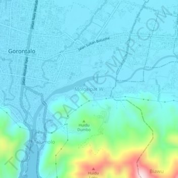 Molosipat W topographic map, elevation, terrain