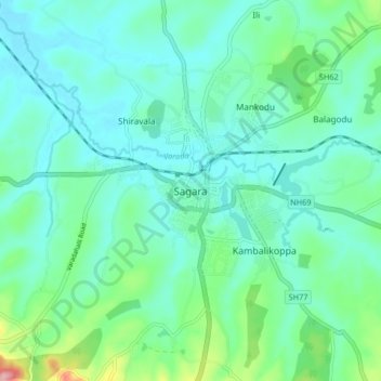 Sagara topographic map, elevation, terrain