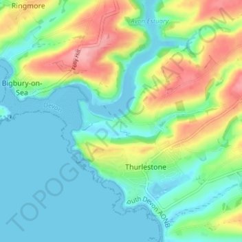 Bantham topographic map, elevation, terrain