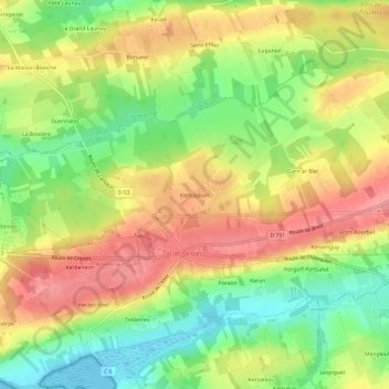 Kerbastum topographic map, elevation, terrain