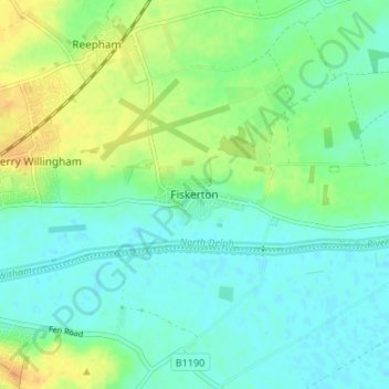 Fiskerton topographic map, elevation, terrain