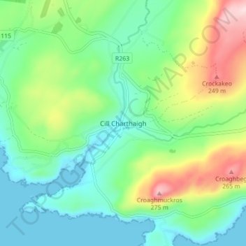 Kilcar Electoral Division topographic map, elevation, terrain