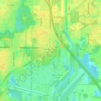 Temple Terrace Junction topographic map, elevation, terrain