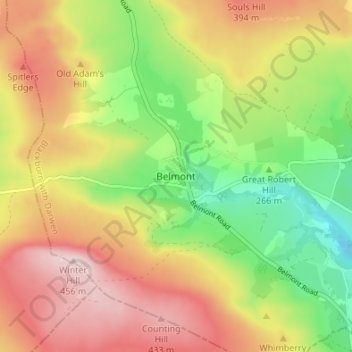 Belmont topographic map, elevation, terrain