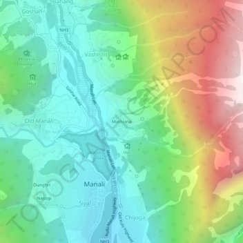 Mathiana topographic map, elevation, terrain