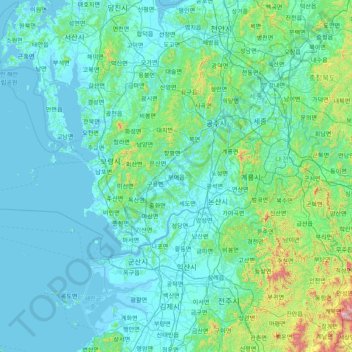 Buyeo-gun topographic map, elevation, terrain