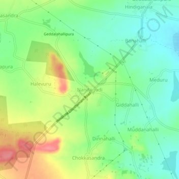 Nandagudi topographic map, elevation, terrain